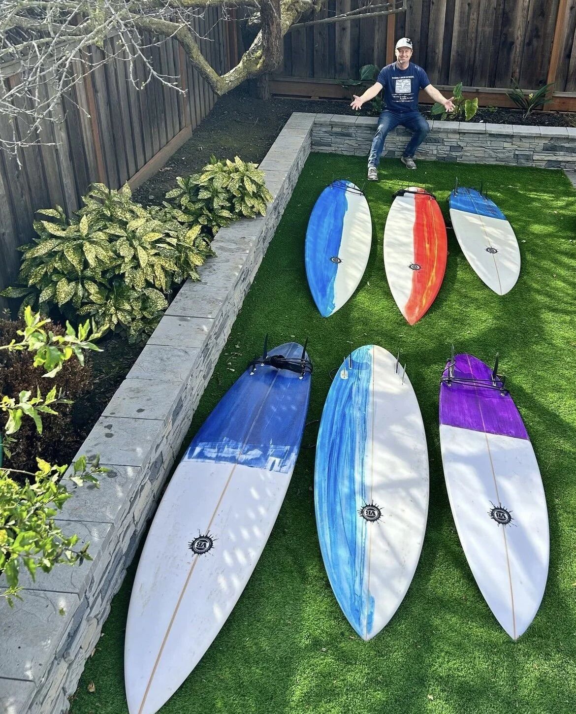 Surfing action shot with Vince Broglio board