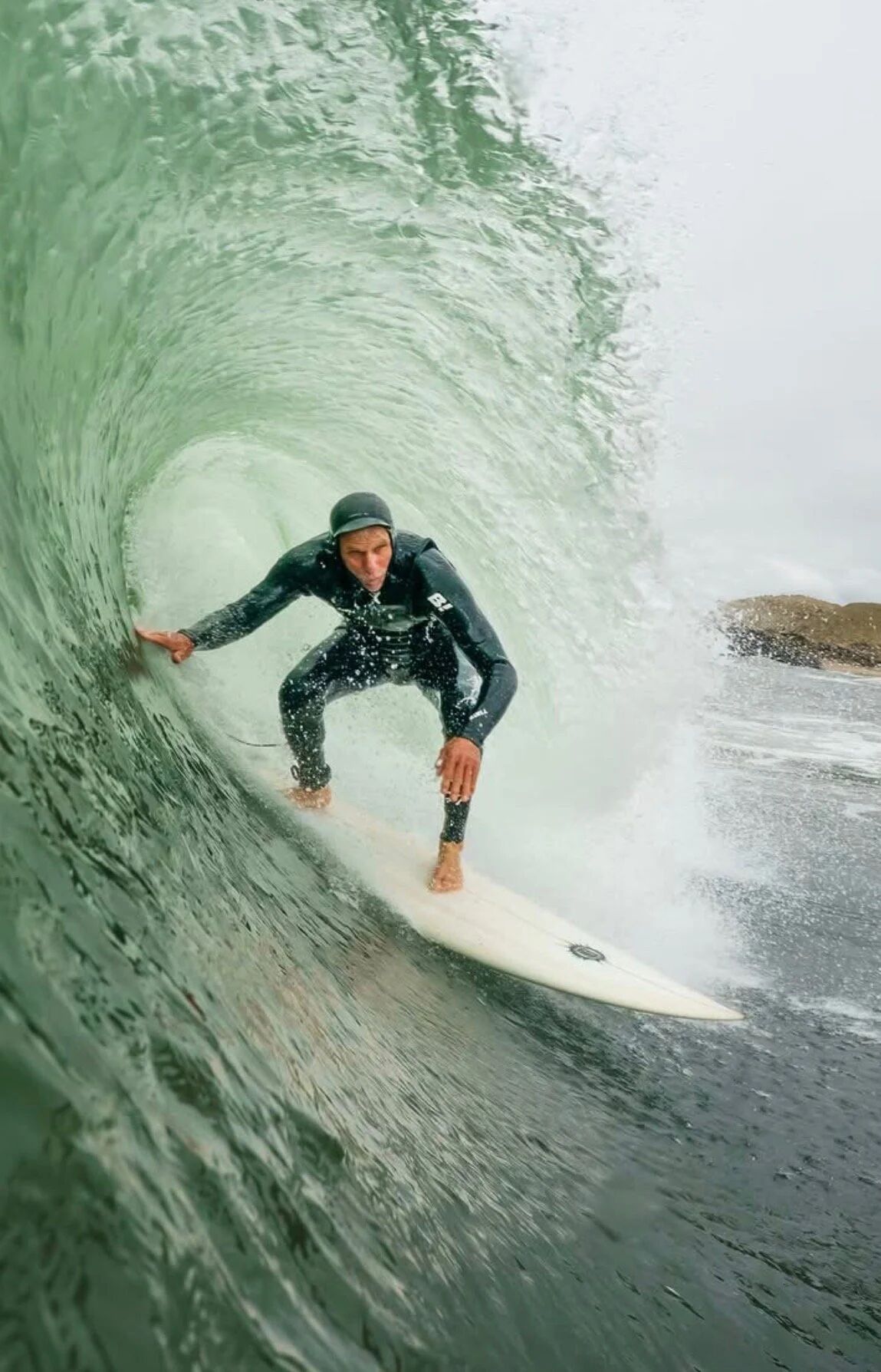 Barrel wave surfing